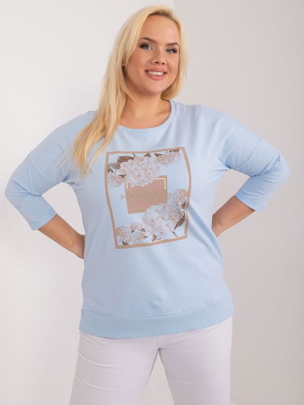 Fashionhunters A light blue plus-size blouse with slits