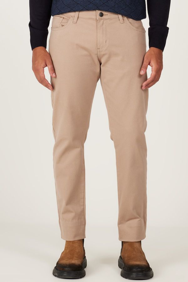 AC&Co / Altınyıldız Classics AC&Co / Altınyıldız Classics Men's Beige Slim Fit Slim Fit 5 Pocket Cotton Canvas Flexible Chino Trousers