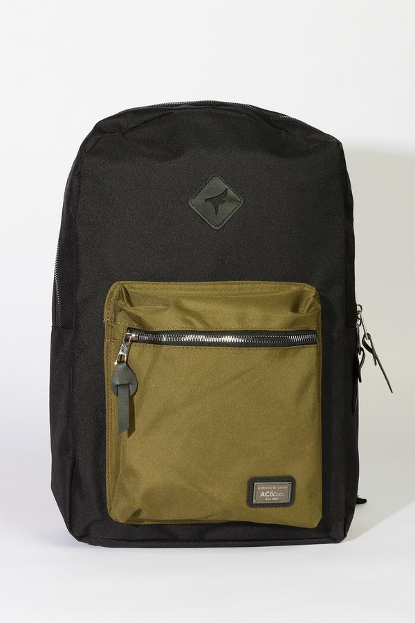 AC&Co / Altınyıldız Classics AC&Co / Altınyıldız Classics Men's Black-khaki Logo Sports School-Backpack with Laptop Compartment