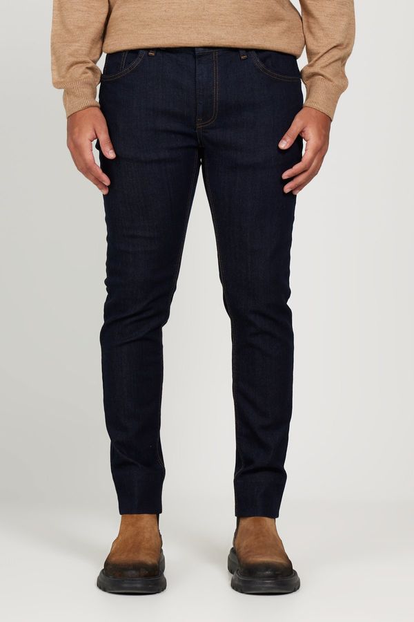 AC&Co / Altınyıldız Classics AC&Co / Altınyıldız Classics Men's Dark Navy Blue Extra Slim Fit Slim Fit Cotton Riser Jeans Denim Jeans.