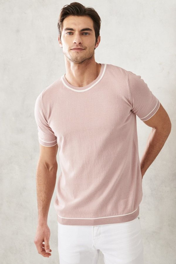 AC&Co / Altınyıldız Classics AC&Co / Altınyıldız Classics Men's Dried Rose Standard Fit Crew Neck 100% Cotton Knitwear T-Shirt.