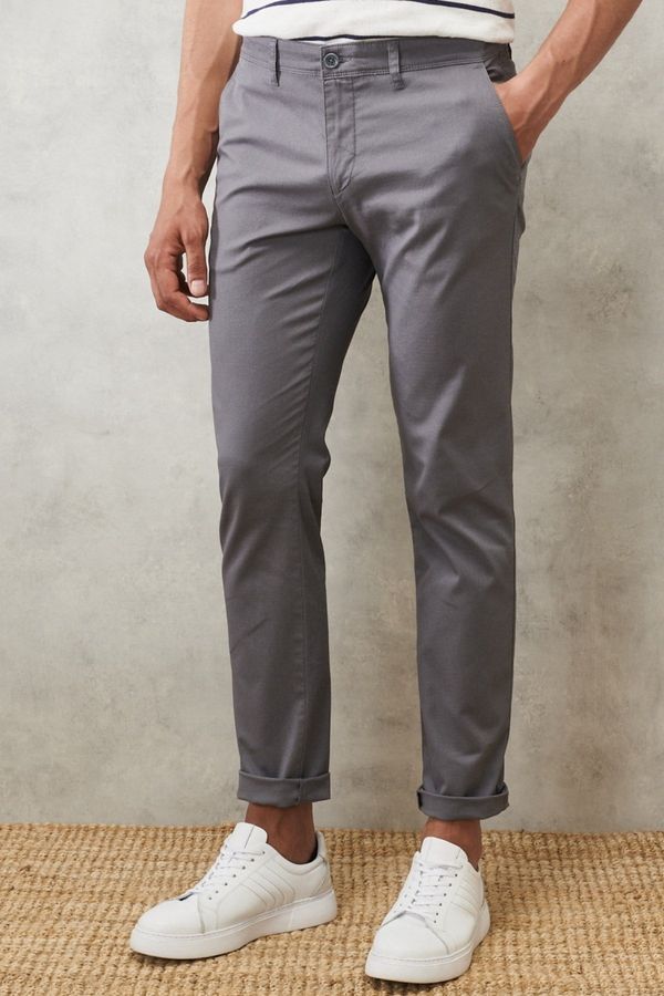 AC&Co / Altınyıldız Classics AC&Co / Altınyıldız Classics Men's Gray Slim Fit Slim Fit Chino Pants with Side Pockets, Flexible