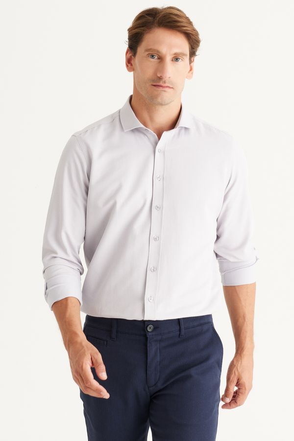 AC&Co / Altınyıldız Classics AC&Co / Altınyıldız Classics Men's Gray Slim Fit Slim Fit Italian Collar Dobby Shirt.
