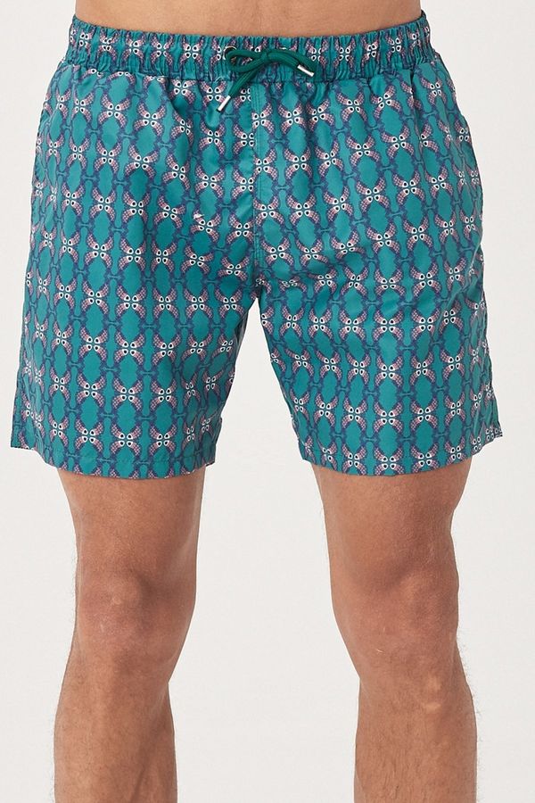 AC&Co / Altınyıldız Classics AC&Co / Altınyıldız Classics Men's Green Standard Fit Casual Patterned Swimwear Marine Shorts