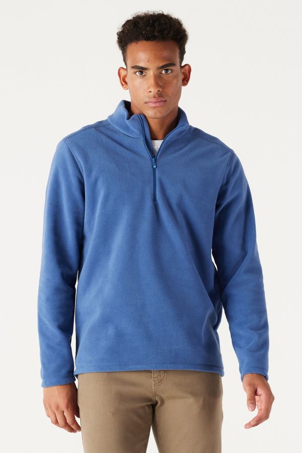 AC&Co / Altınyıldız Classics AC&Co / Altınyıldız Classics Men's Indigo Anti-pilling Anti-Pilling Standard Fit High Neck Cold Proof Fleece Sweatshirt