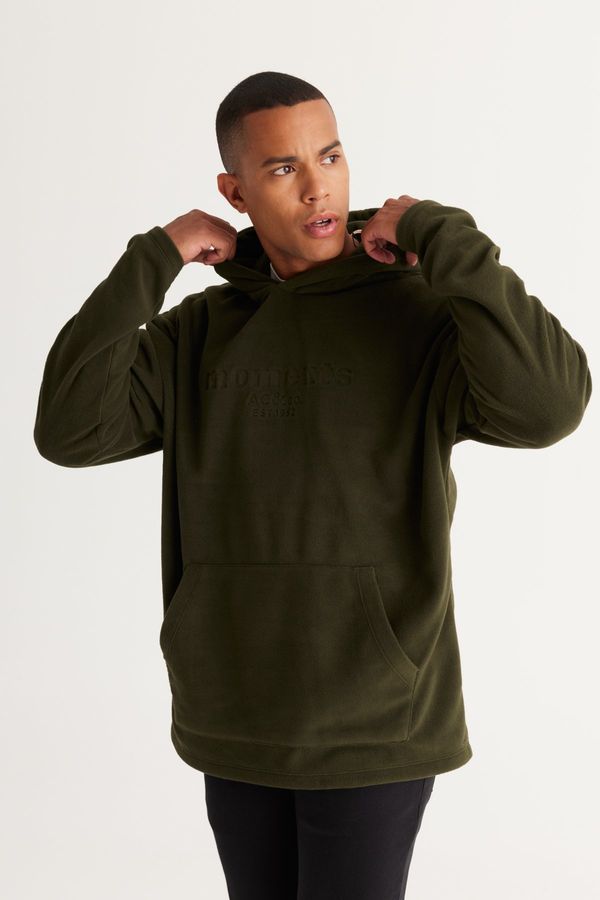 AC&Co / Altınyıldız Classics AC&Co / Altınyıldız Classics Men's Khaki Oversize Loose-Fit Hooded Fleece Sweatshirt