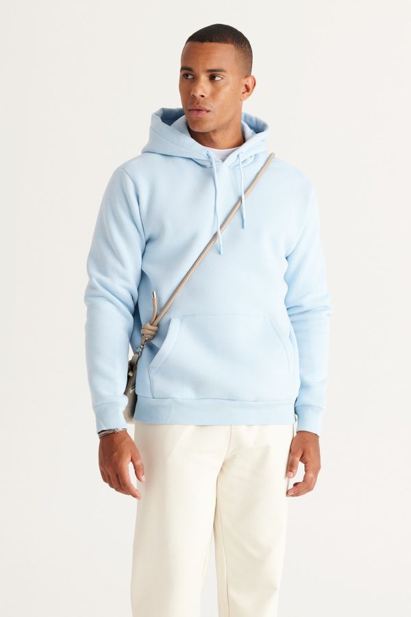 AC&Co / Altınyıldız Classics AC&Co / Altınyıldız Classics Men's Light Blue Standard Fit Regular Cut Fleece Inside 3 Thread Hooded Cotton Sweatshirt