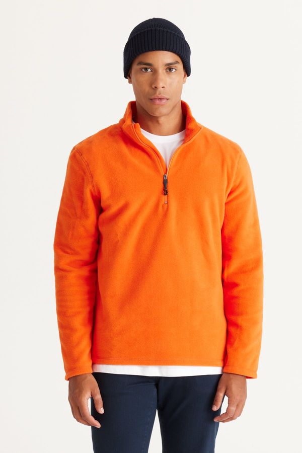 AC&Co / Altınyıldız Classics AC&Co / Altınyıldız Classics Men's Orange Anti-pilling Anti-Pilling Standard Fit High Neck Cold Proof Fleece Sweatshirt