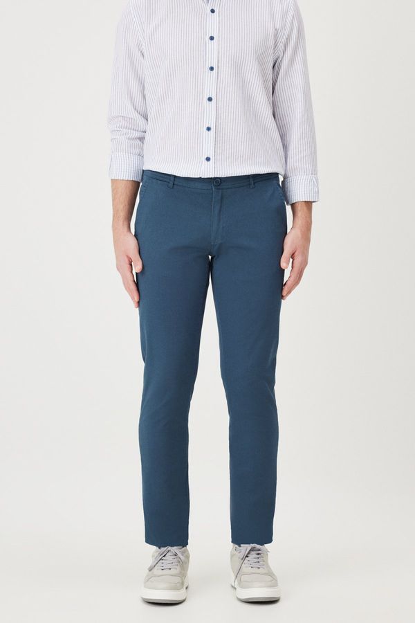 AC&Co / Altınyıldız Classics AC&Co / Altınyıldız Classics Men's Petrol Slim Fit Slim Fit Side Pocket Cotton Flexible Chino Trousers