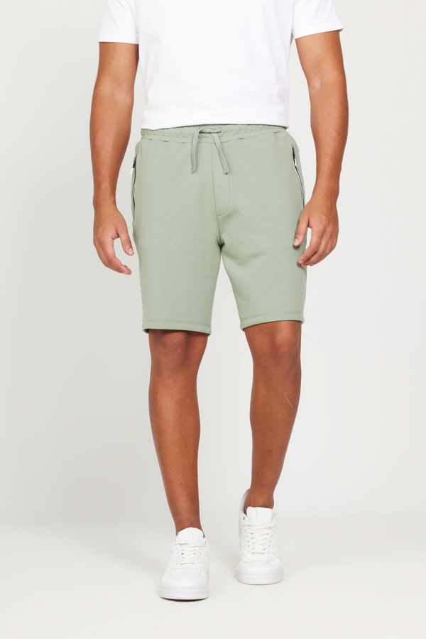 AC&Co / Altınyıldız Classics AC&Co / Altınyıldız Classics Men's Stone Green Standard Fit Regular Fit Pocket Comfort Shorts