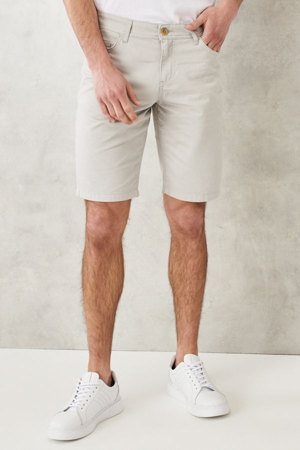 AC&Co / Altınyıldız Classics AC&Co / Altınyıldız Classics Men's Stone Slim Fit Slim Fit Dobby Shorts 100% Cotton Casual Chino Shorts.