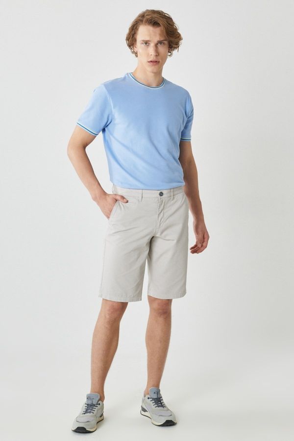AC&Co / Altınyıldız Classics AC&Co / Altınyıldız Classics Men's Stone Slim Fit Slim Fit Dobby Shorts 100% Cotton Casual Chino Shorts.