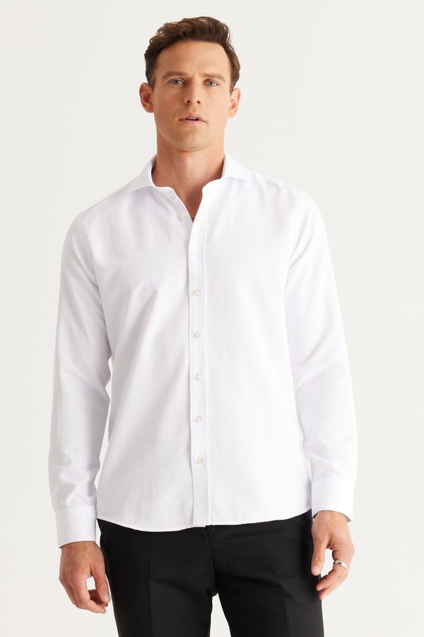 AC&Co / Altınyıldız Classics AC&Co / Altınyıldız Classics Men's White Slim Fit Slim Fit Italian Collar Dobby Shirt.