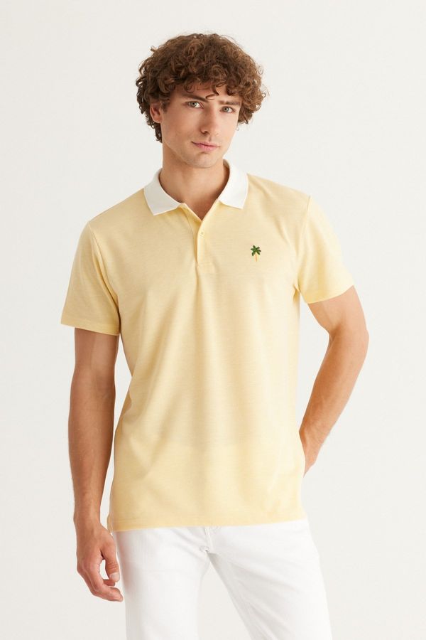 AC&Co / Altınyıldız Classics AC&Co / Altınyıldız Classics Men's Yellow Slim Fit Slim Fit Polo Neck Short Sleeved Cotton T-Shirt.
