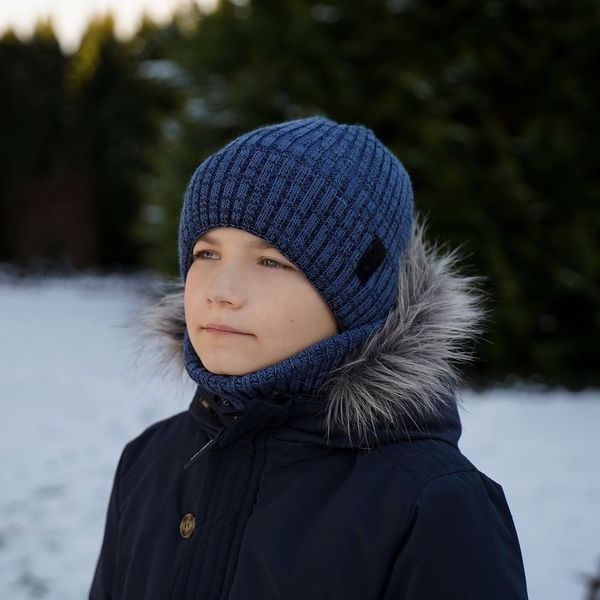 AGBO AGBO Boy's winter set: hat and tube scarf blue Fin