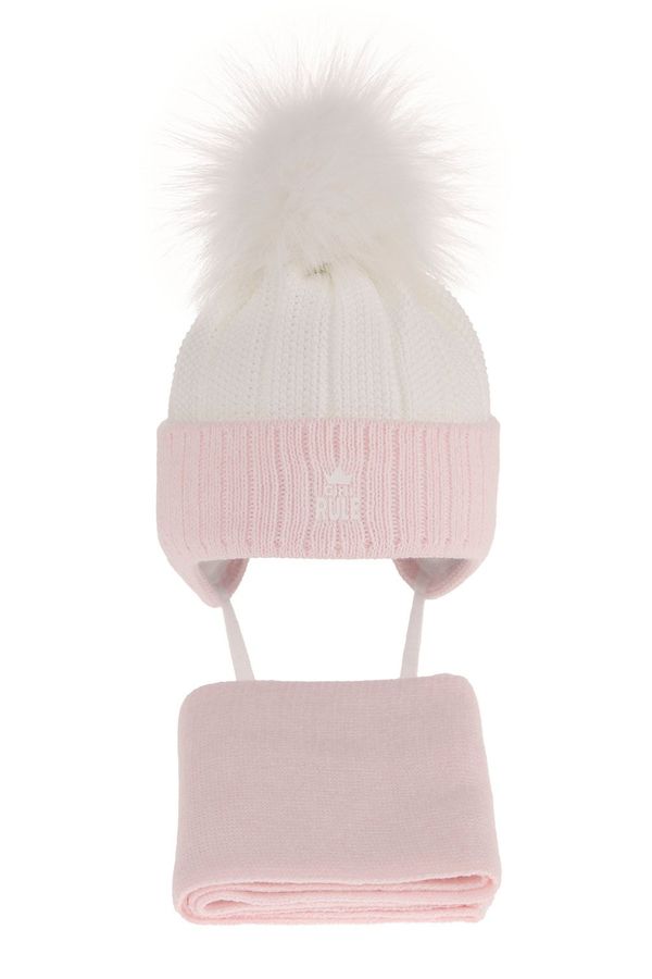 AGBO AGBO Girl's winter set: hat and scarf pink Sindi with pompom