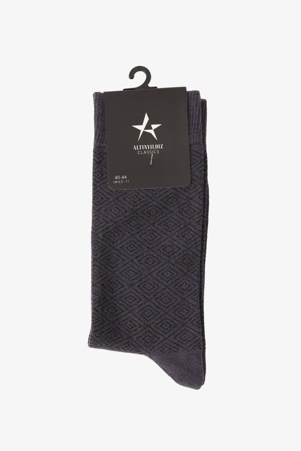 ALTINYILDIZ CLASSICS ALTINYILDIZ CLASSICS Men's Anthracite-Black Patterned Bamboo Cleat Socks