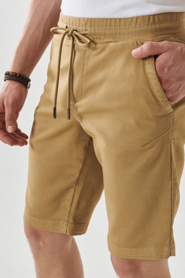 ALTINYILDIZ CLASSICS ALTINYILDIZ CLASSICS Men's Beige Slim Fit Slim Fit Normal Waist Side Pocket Flexible Casual Shorts