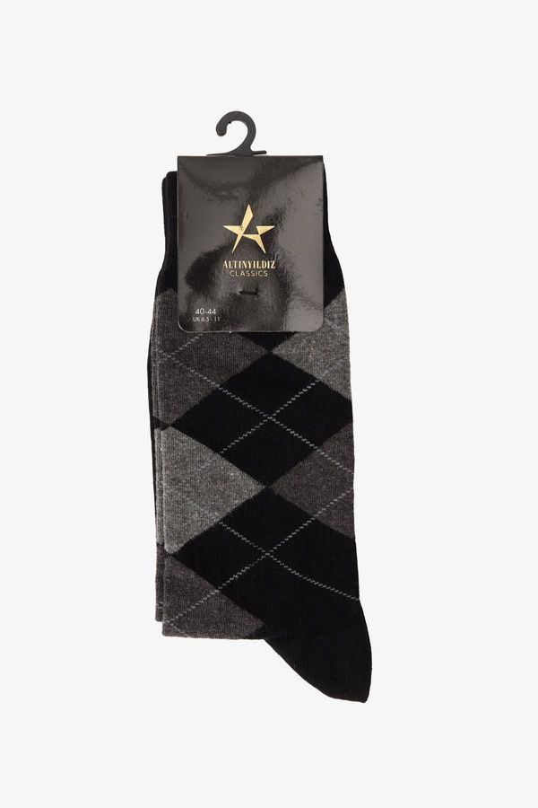 ALTINYILDIZ CLASSICS ALTINYILDIZ CLASSICS Men's Black-Anthracite Patterned Bamboo Cleat Socks