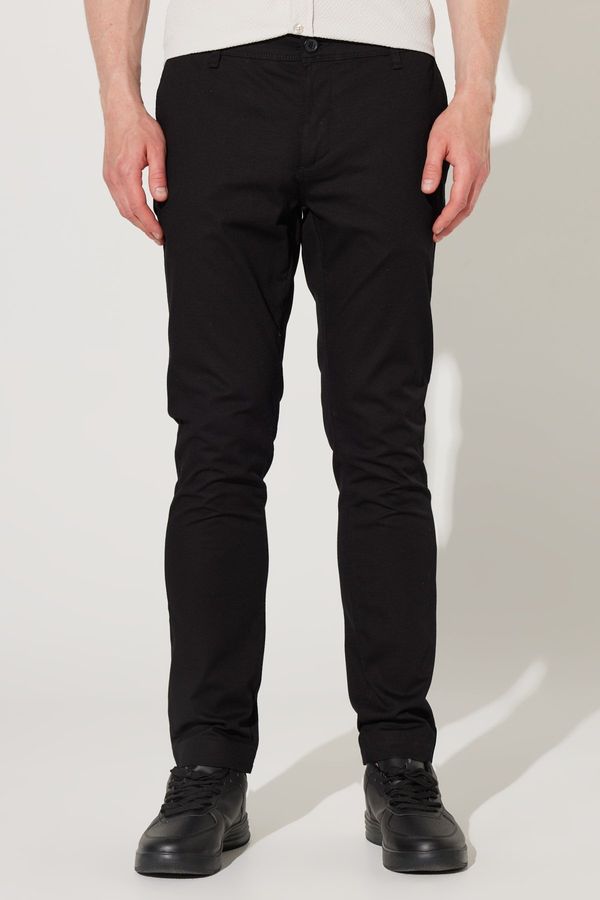 ALTINYILDIZ CLASSICS ALTINYILDIZ CLASSICS Men's Black Slim Fit Slim Fit Cotton Flexible Comfortable Dobby Trousers