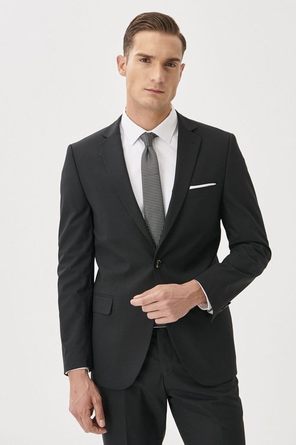 ALTINYILDIZ CLASSICS ALTINYILDIZ CLASSICS Men's Black Slim Fit Slim Fit Monocollar Suit.
