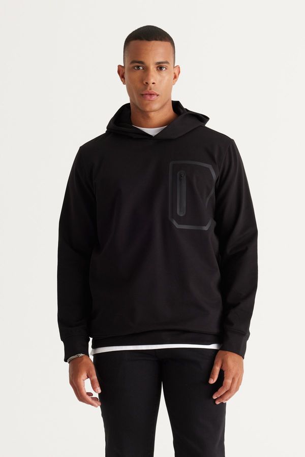ALTINYILDIZ CLASSICS ALTINYILDIZ CLASSICS Men's Black Standard Fit Regular Fit Hooded Cotton Sweatshirt