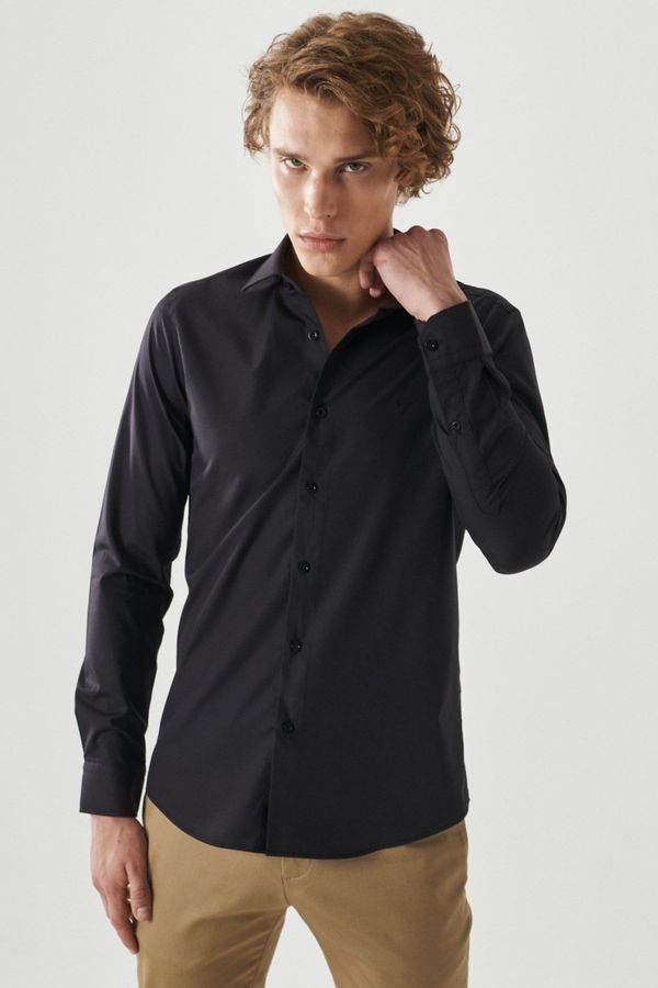 ALTINYILDIZ CLASSICS ALTINYILDIZ CLASSICS Men's Black Tailored Slim Fit Slim Fit Shirt