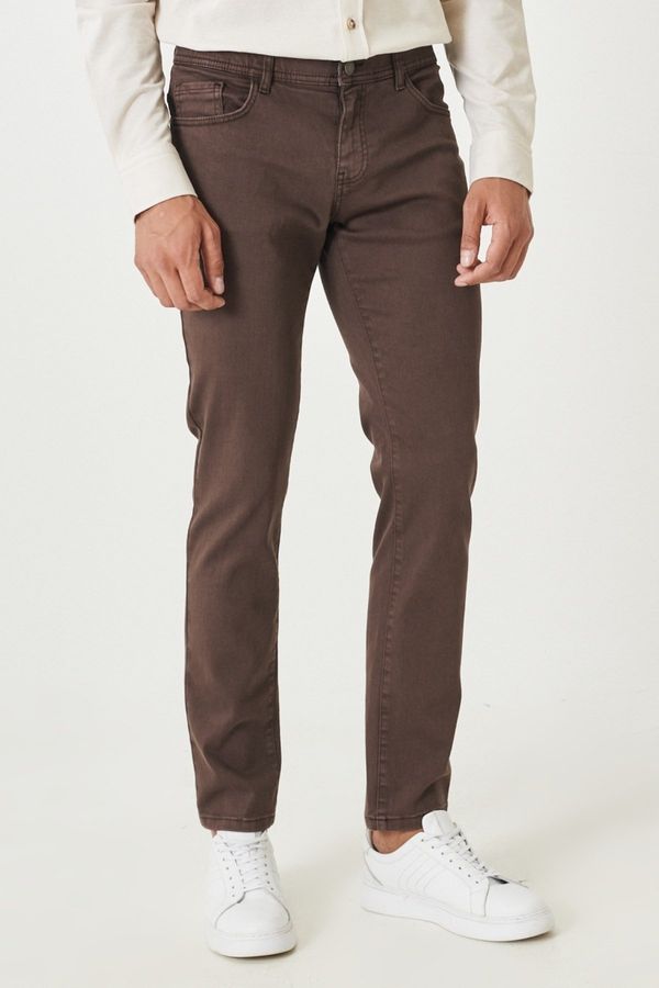 ALTINYILDIZ CLASSICS ALTINYILDIZ CLASSICS Men's Brown Casual Slim Fit Slim-fit Pants that Stretch 360 Degrees in All Directions.