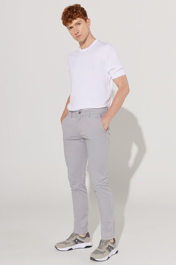 ALTINYILDIZ CLASSICS ALTINYILDIZ CLASSICS Men's Gray Slim Fit Slim Fit Cotton Flexible Comfortable Chino Trousers.