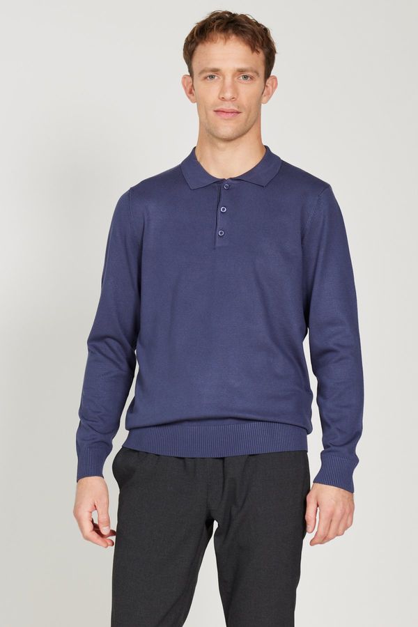 ALTINYILDIZ CLASSICS ALTINYILDIZ CLASSICS Men's Indigo Standard Fit Normal Cut Polo Neck Knitwear Sweater