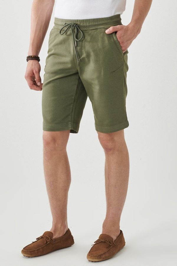 ALTINYILDIZ CLASSICS ALTINYILDIZ CLASSICS Men's Khaki Slim Fit Slim Fit Normal Waist Side Pocket Flexible Casual Shorts