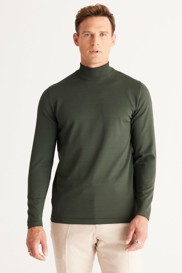 ALTINYILDIZ CLASSICS ALTINYILDIZ CLASSICS Men's Khaki Standard Fit Normal Cut Half Turtleneck Knitwear Sweater.
