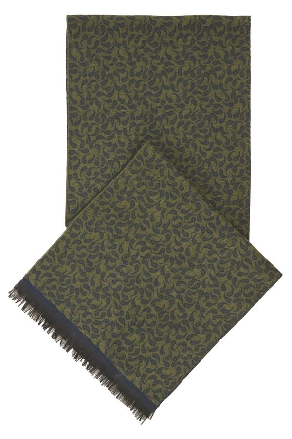 ALTINYILDIZ CLASSICS ALTINYILDIZ CLASSICS Men's Navy Blue-Green Patterned Knitted Scarf