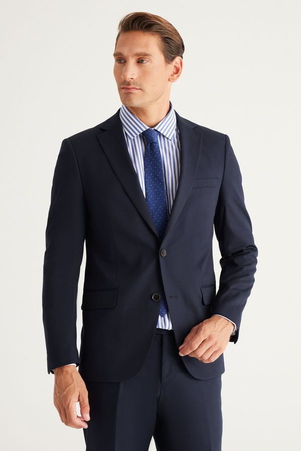 ALTINYILDIZ CLASSICS ALTINYILDIZ CLASSICS Men's Navy Blue Slim Fit Slim Fit Monocollar Suit.