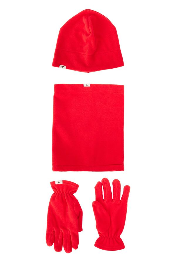ALTINYILDIZ CLASSICS ALTINYILDIZ CLASSICS Men's Red Anti-pilling Warm Water Repellent Fleece Beanie Neck Collar Gloves Set