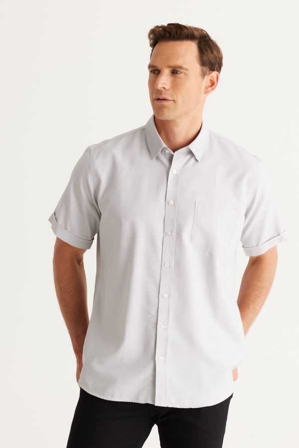 ALTINYILDIZ CLASSICS ALTINYILDIZ CLASSICS Men's White-Black Comfort Fit Wide Cut Shirt with Buttons and Pockets.