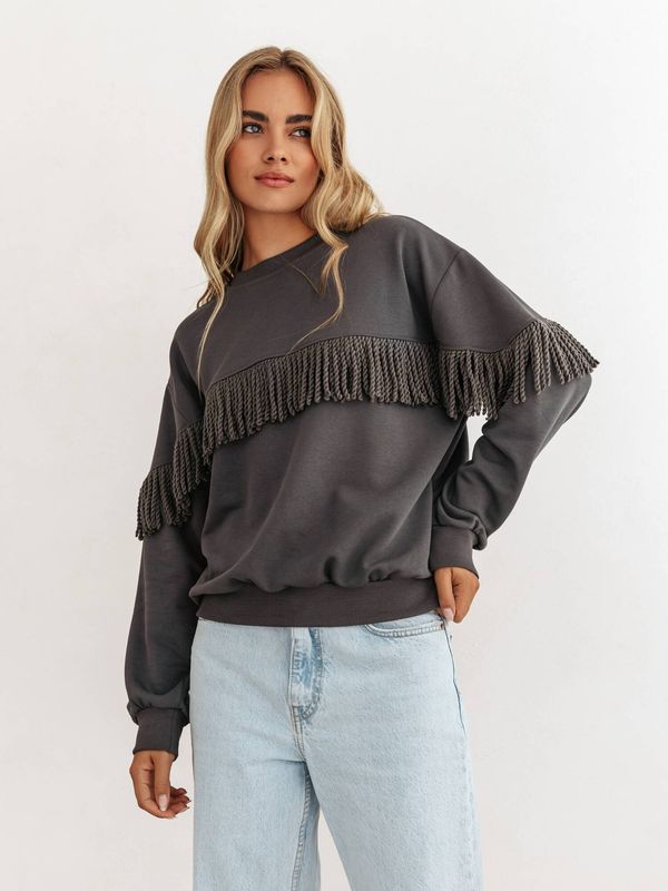 Cocomore Anthracite sweatshirt with tassels Cocomore