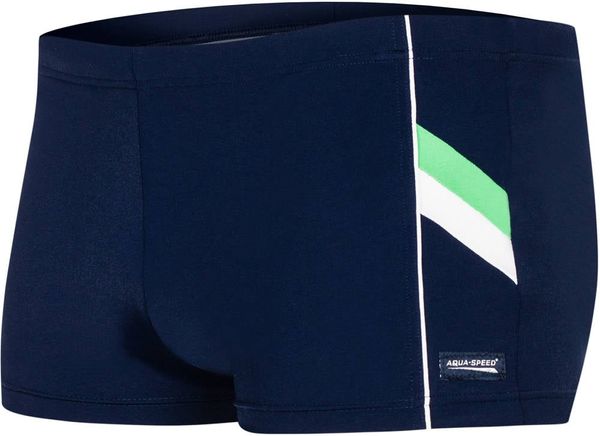 AQUA SPEED AQUA SPEED Man's Swimming Shorts Ricardo Navy Blue/White/Green Pattern 04