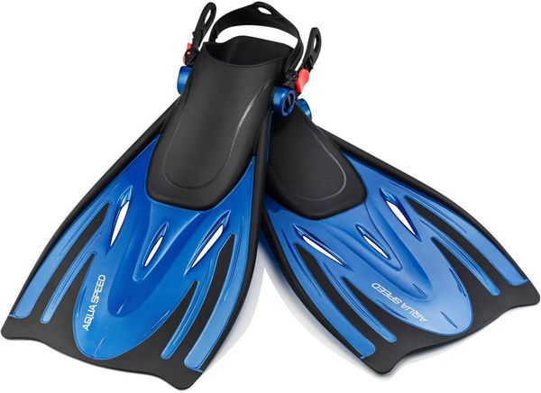 AQUA SPEED AQUA SPEED Unisex's Snorkel Flippers Wombat Navy Blue Pattern 11
