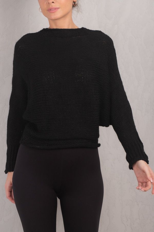 armonika armonika Women's Black Bat Sleeve Knitwear Sweater