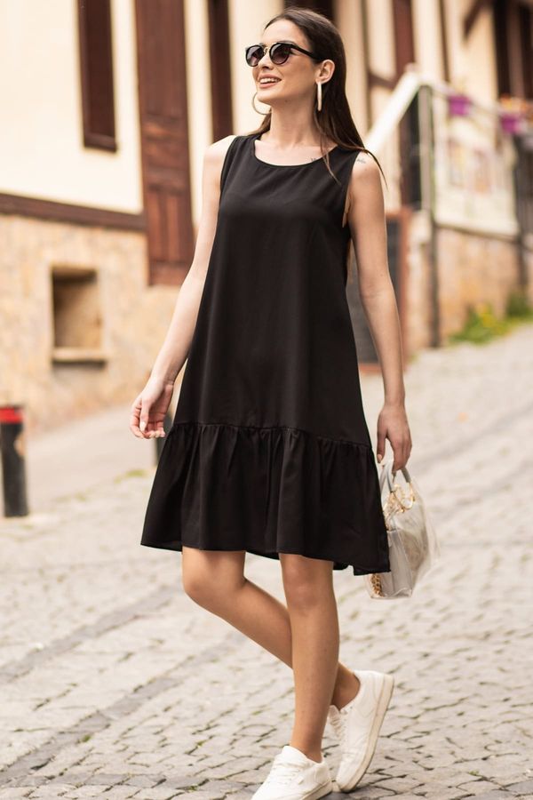 armonika armonika Women's Black Sleeveless Frilly Skirt Dress