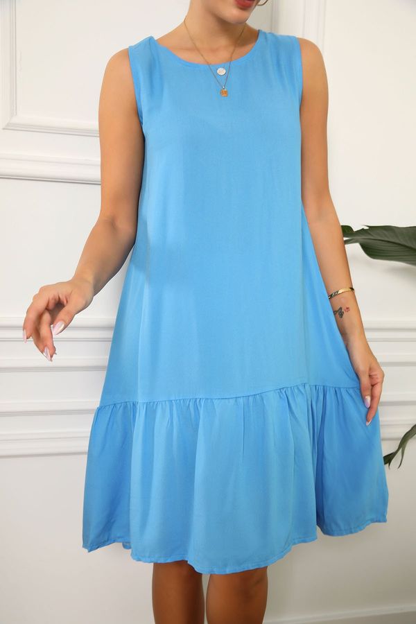 armonika armonika Women's Blue sleeveless skirt with FRILLE DRESS