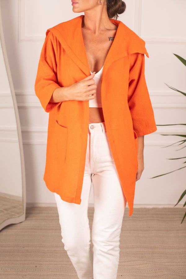 armonika armonika Women's Orange Seasonal Jacket with Epaulette Sleeves