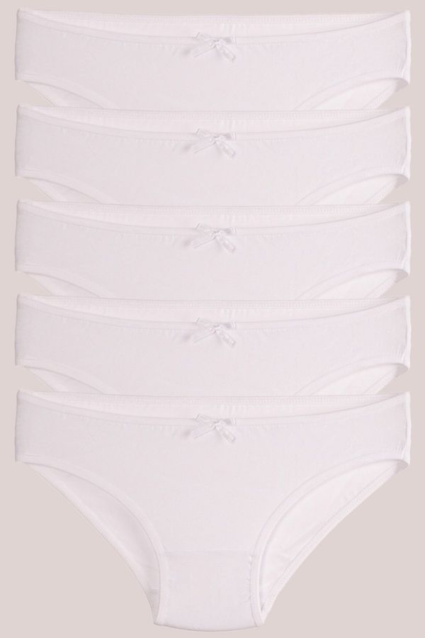 armonika armonika Women's White Cotton Lycra Bikini Panties 5 Pack