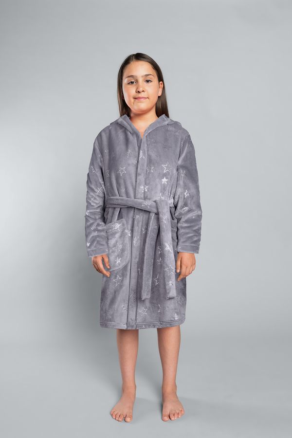 Italian Fashion Arte Long Sleeve Bathrobe for Girls - Grey