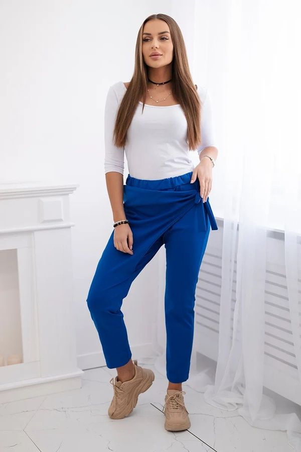 Kesi Asymmetrical front tie-up trousers - cornflower blue