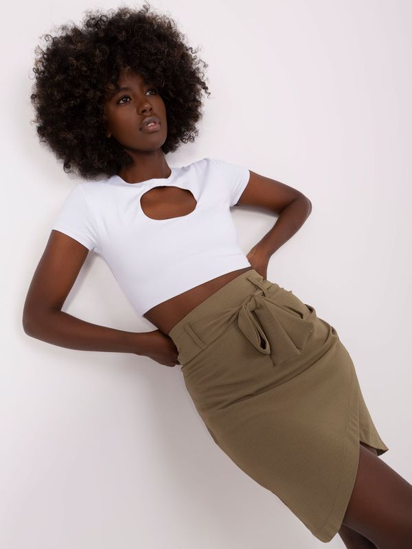Fashionhunters Asymmetrical khaki miniskirt