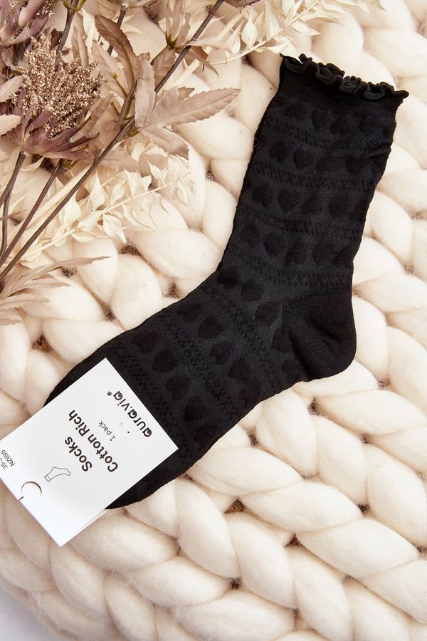 Aura.via Aura.via Women's Black Patterned Socks