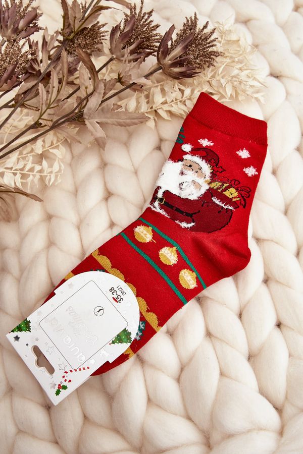 Aura.via Aura.via Women's Socks with Santa Claus Red