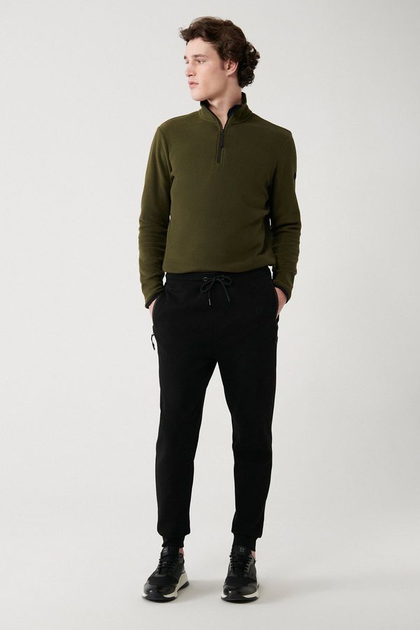 Avva Avva Black Sweatpants Flexible Soft Texture Interlock Fabric Elastic Leg Unisex Regular Fit